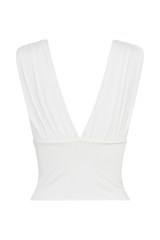 Kerrigan Slinky Ruched Sleeveless Top - White