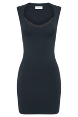 Tatianna Lace Trim Modal Mini Dress - Black