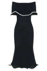 Molly Off Shoulder Knit Midi Dress - Black/White