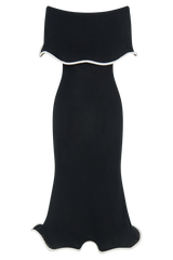 Molly Off Shoulder Knit Midi Dress - Black/White