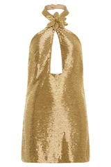 Nylah Beaded Halter Mini Dress - Gold