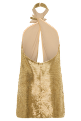 Nylah Beaded Halter Mini Dress - Gold