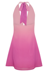 Malakhai Chiffon Halter Mini Dress - Ombre Pink