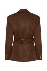 Sally Faux Suede Cinched Blazer - Milk Chocolate
