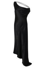 Yvette Slip Maxi Dress With Asymmetrical Hem - Black