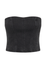 Jordana Denim Tube Top - Washed Black