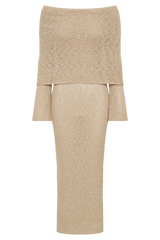 Marisol Off Shoulder Boucle Maxi Dress - Wheat