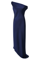 Yvette Slip Maxi Dress With Asymmetrical Hem - Navy