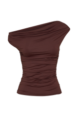 Alayna Recycled Nylon Ruched Top - Chocolate