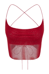 Tamra Strappy Diamante Top - Vermilion Red