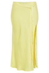 Edie Satin Midi Skirt With Tie - Yellow