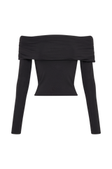 Lucinda Recycled Nylon Off Shoulder Top - Black