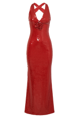 Eliza Rose Sequin Maxi Dress - Red