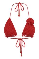 Verali Rose Crochet Bikini Top - Red