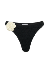 Valencia Rose Contrast Crochet Bikini Bottom - Black