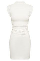 Melania High Neck Mini Dress - White