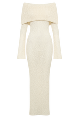 Marisol Off Shoulder Boucle Maxi Dress - Ivory