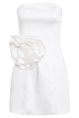 Bernadette Strapless Rose Mini Dress - White
