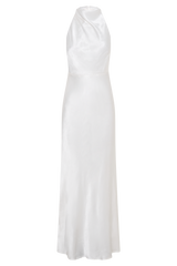 Esther Iridescent Satin Cowl Maxi Dress - Ivory