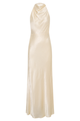 Esther Iridescent Satin Cowl Maxi Dress - Lemon Sorbet