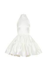 Dorota Satin Halter Mini Dress - White