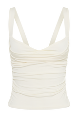 Hailey Slinky Long Line Sweetheart Top - Ivory