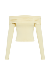 Lucinda Recycled Nylon Off Shoulder Top - Lemon