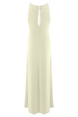 Beryl Slinky Maxi Dress With Pearls - Ivory