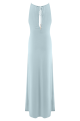 Beryl Slinky Maxi Dress With Pearls - Pale Blue