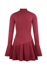 Blair Knit Mini Dress With Pleats - Merlot
