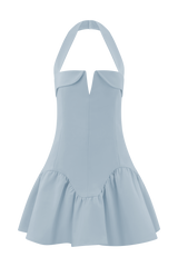 Calipso Halter Mini Dress - Cornflower Blue