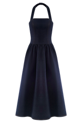 Caroline Denim Halter Midi Dress - Indigo Blue