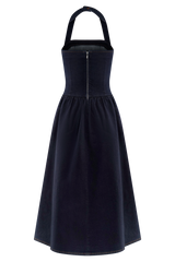 Caroline Denim Halter Midi Dress - Indigo Blue
