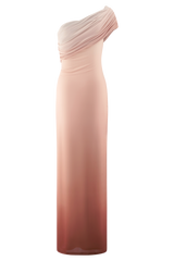 Cassandra Off Shoulder Slinky Maxi Dress - Neutral Ombre