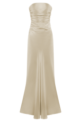 Cedar Strapless Satin Maxi Dress - Blush Gold
