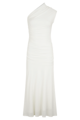 Chloe Peached Jersey One Shoulder Midi Dress - Ivory