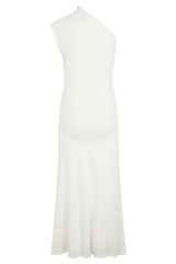 Chloe Peached Jersey One Shoulder Midi Dress - Ivory