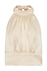 Clara Satin Halter Top - Buttercream