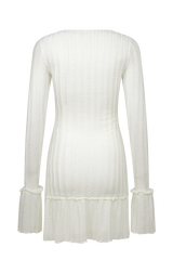 Daphne Pointelle Long Sleeve Mini Dress - Ivory