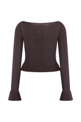 Eleanor Knit Frill Cardigan - Chocolate
