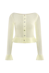 Eleanor Knit Frill Cardigan - White
