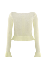 Eleanor Knit Frill Cardigan - White