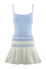 Ellison Contrast Knit Mini Dress - Blue/White