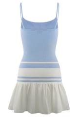 Ellison Contrast Knit Mini Dress - Blue/White