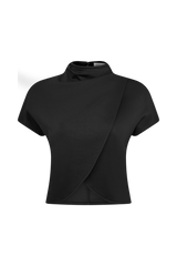 Eris High Neck Scuba Jersey Top - Black