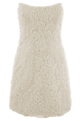 Eva Hand Beaded Pearl & Lace Mini Dress - White