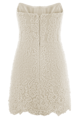 Eva Hand Beaded Pearl & Lace Mini Dress - White