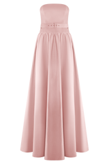 Florence Strapless Belted Maxi Dress - Baby Pink