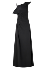 Adalyn One Shoulder Crepe Maxi Dress - Black