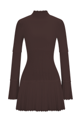 Adena Pointelle Knit Mini Dress - Chocolate